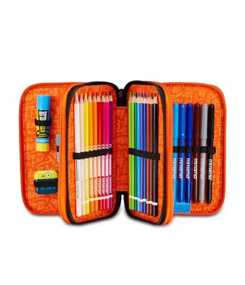 Mitama Astuccio Scuola 3 Scomparti, TRIPLO DOUBLE BALL, Contenuto 47 pz, Completo di Matite, Pennarelli, Portapenne Scuola Elementare Bambino miniatura 2