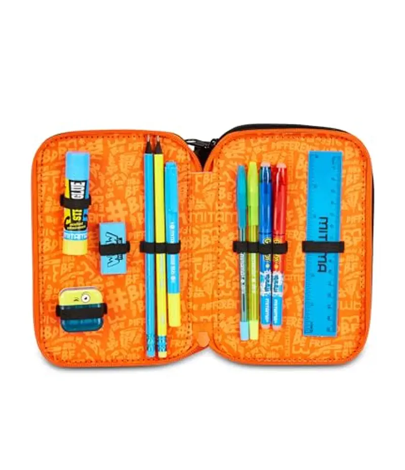 Mitama Astuccio Scuola 3 Scomparti, TRIPLO DOUBLE BALL, Contenuto 47 pz, Completo di Matite, Pennarelli, Portapenne Scuola Elementare Bambino miniatura 3