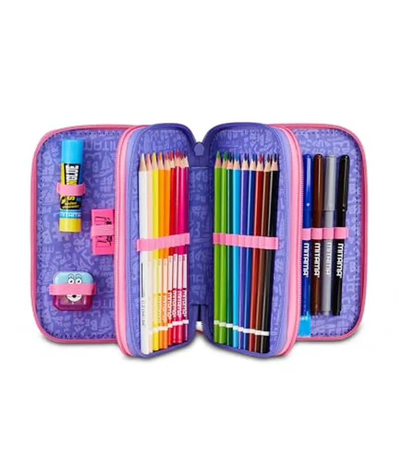 Mitama Astuccio Scuola 3 Scomparti, TRIPLO RAINBOW DREAM, Contenuto 47 pz, Completo di Matite, Pennarelli, Portapenne Scuola Elementare Bambina miniatura 2