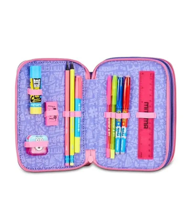 Mitama Astuccio Scuola 3 Scomparti, TRIPLO RAINBOW DREAM, Contenuto 47 pz, Completo di Matite, Pennarelli, Portapenne Scuola Elementare Bambina miniatura 3