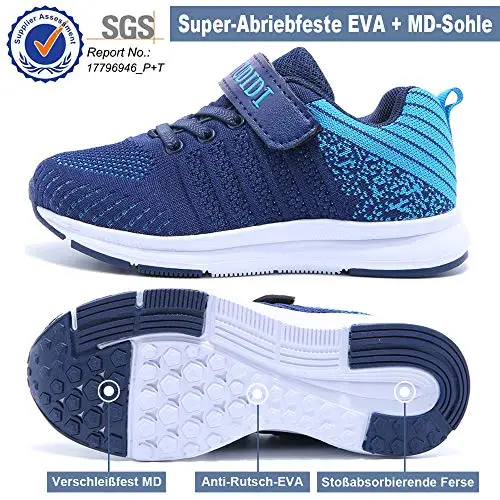 Mitudidi Scarpe sportive leggere e traspiranti (scarpe sportive, fitness, corsa) per unisex bambino 9 UK Bambino Blu miniatura 2