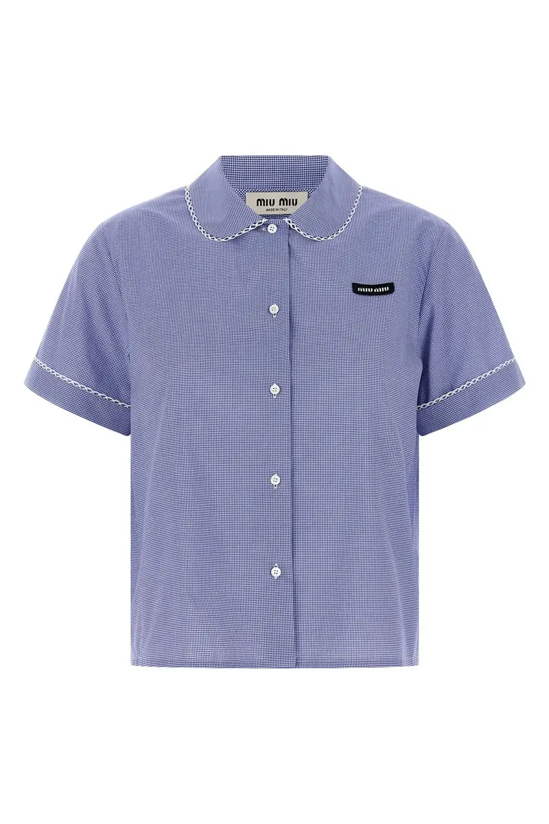 Camicia Micro Vichy Blu