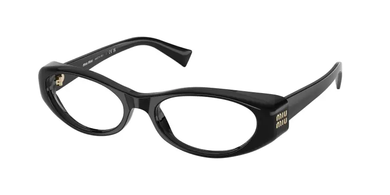 Donna Miu Miu MU 03ZV 16K1O1 Montature da vista Acetato Nero Trasparente Rotonda Normale