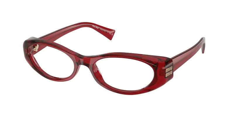 Donna Miu Miu MU 03ZV 25M1O1 Montature da vista Acetato Rosso Trasparente Rotonda Normale