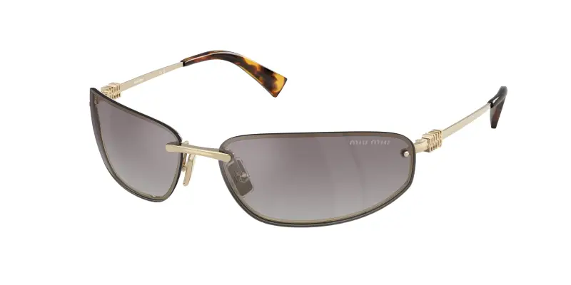 Donna Miu Miu MU A50S ZVN30C Occhiali da sole Metallo Oro Blu Rotonda Normale Sfumato