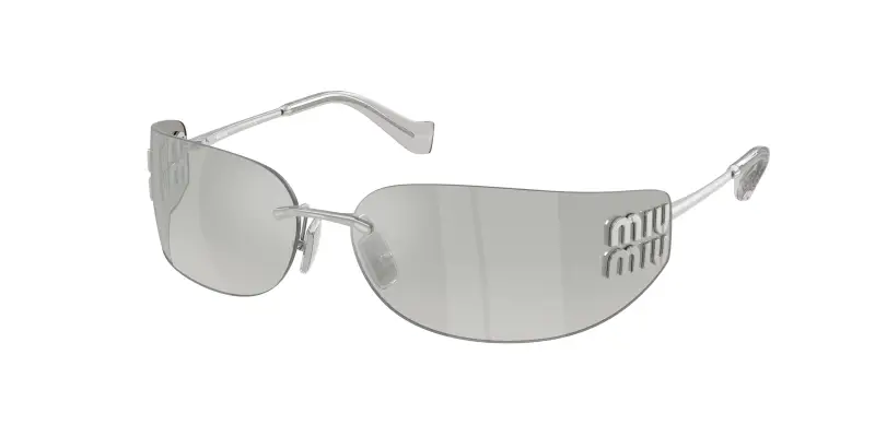 Donna Miu Miu MU A51S 1BC10Y Occhiali da sole Metallo Argento Grigio Squadrata Normale Sfumato