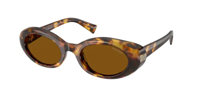 Donna Miu Miu MU B09S 14L20V Occhiali da sole Acetato Tartaruga Bronzo Rotonda Normale