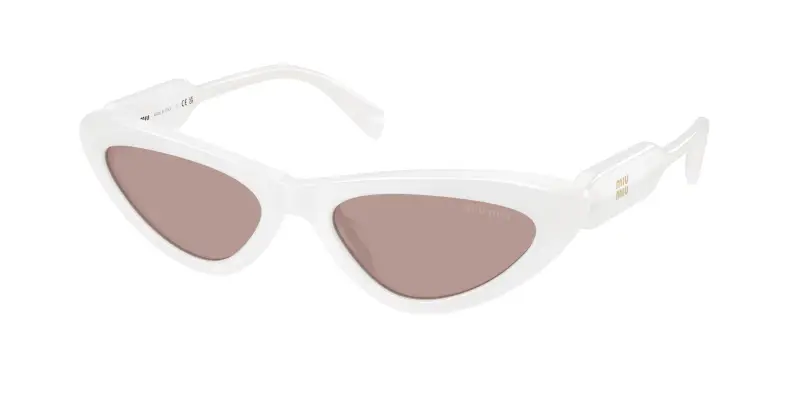 Donna Miu Miu MU B11SU 20M20I Occhiali da sole Acetato Bianco Marrone Cat Eye Normale