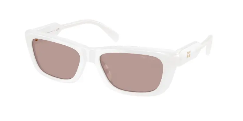 Donna Miu Miu MU B12S 20M20I Occhiali da sole Acetato Bianco Marrone Squadrata Normale