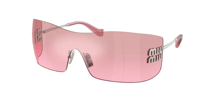 Donna Miu Miu MU B53S 1BC70Y Occhiali da sole Metallo Argento Rosa Squadrata Normale Sfumato
