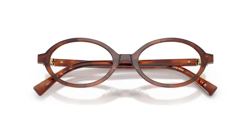 Donna MU 01XV 26E1O1 Montature da vista Acetato Marrone Trasparente Rotonda Normale miniatura 2