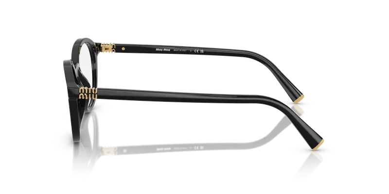 Miu Miu Donna MU 02WV 16K1O1 Montature da vista Acetato Nero Trasparente Rotonda Normale miniatura 3