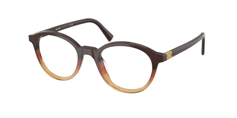 Miu Miu Donna MU 02WV  24C1O1 Montature da vista Acetato Marrone Trasparente Rotonda Normale