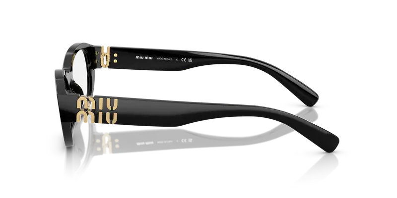 Miu Miu Donna MU 03WV 16K1O1 Montature da vista Acetato Nero Trasparente Geometrica Normale miniatura 3