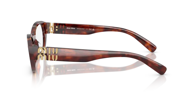 Miu Miu Donna MU 03WV 21C1O1 Montature da vista Acetato Havana Trasparente Geometrica Normale miniatura 3