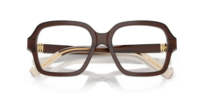 Donna MU 03YV 23H1O1 Montature da vista Acetato Marrone Trasparente Squadrata Normale miniatura 2