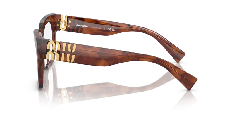 Miu Miu Donna MU 04UV 11Q1O1 Montature da vista Acetato Marrone Trasparente Squadrata Normale miniatura 3