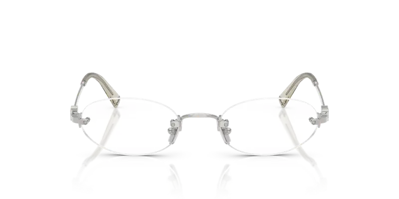 Miu Miu Donna MU 53WV 1BC1O1 Montature da vista Metallo Argento Trasparente Rotonda Normale miniatura 2