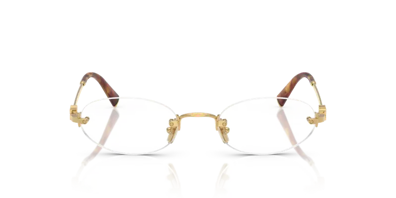 Miu Miu Donna MU 53WV 5AK1O1 Montature da vista Metallo Oro Trasparente Rotonda Normale miniatura 2