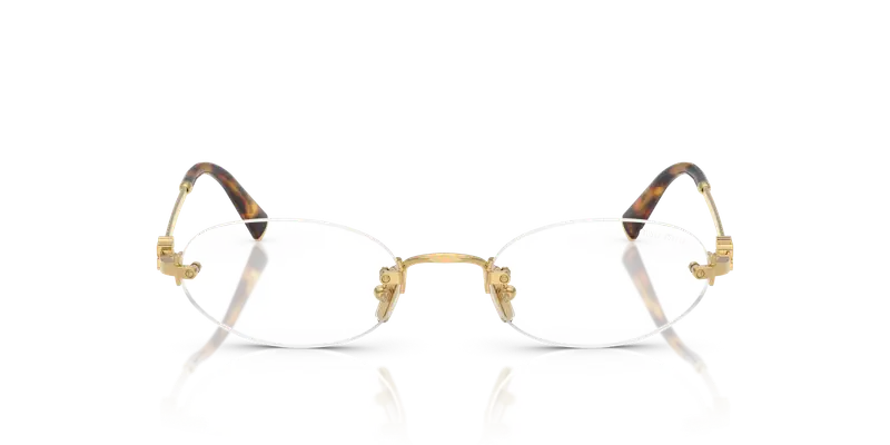 Miu Miu Donna MU A54S 5AK08N Montature da vista Metallo Oro Trasparente Rotonda Anti-luce blu miniatura 2