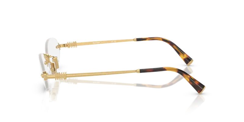 Miu Miu Donna MU A54S 5AK08N Montature da vista Metallo Oro Trasparente Rotonda Anti-luce blu miniatura 3