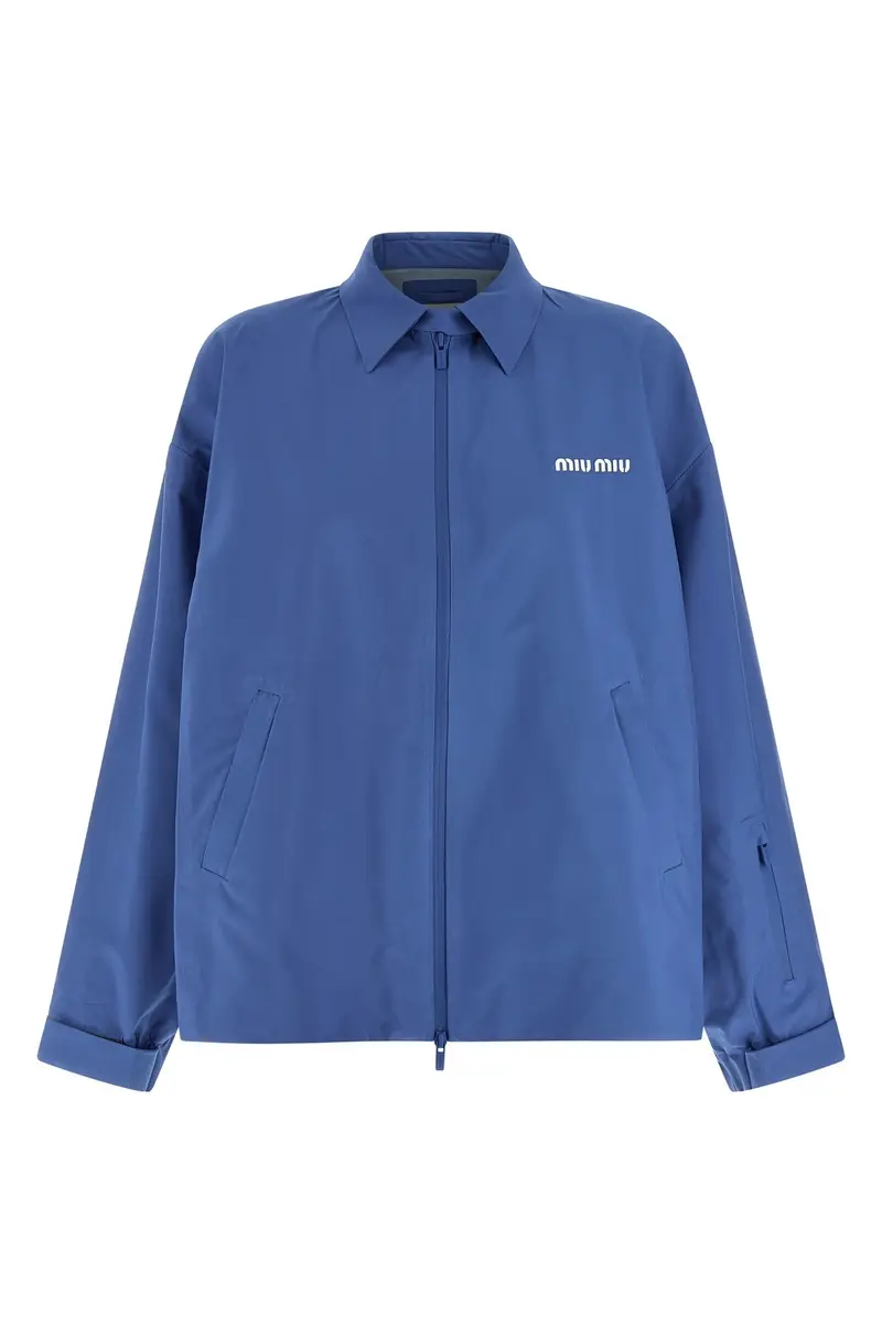 Giacca A Vento Tela Tecnica Azzurro