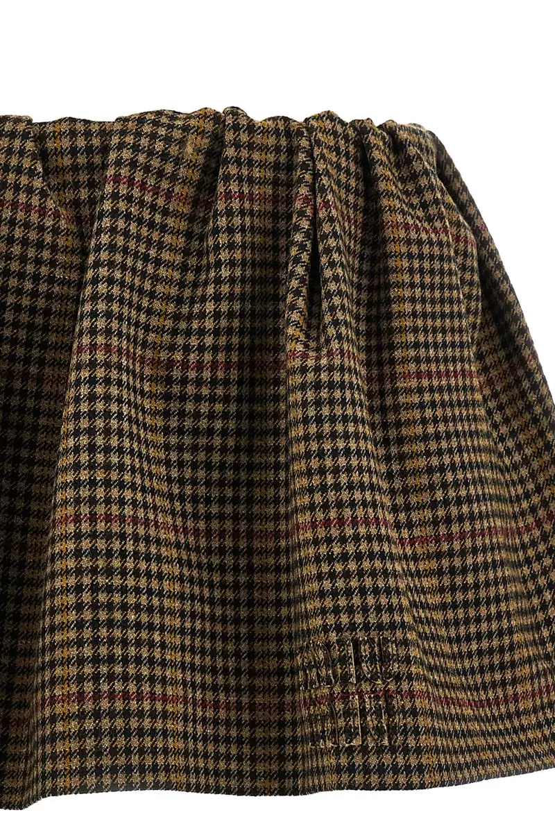 Gonna Pied De Poule Marrone