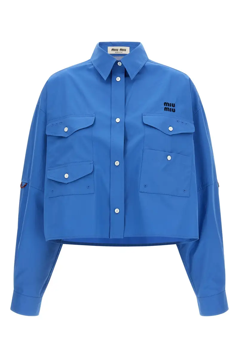 Miu Miu Overshirt Crop Blu