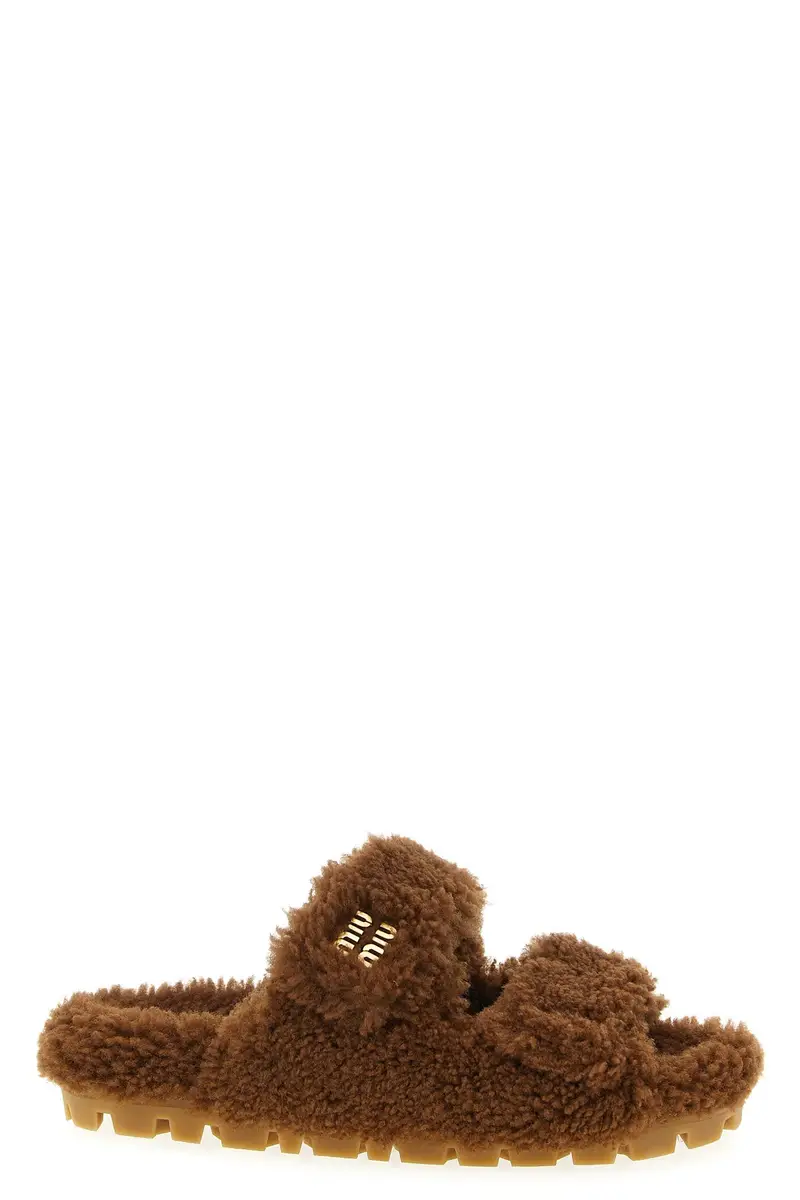 Sandalo Shearling Marrone