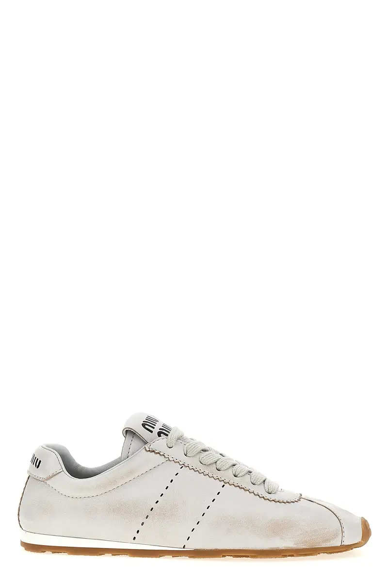 Miu Miu Sneakers Plume Bianco in nappa decolorata