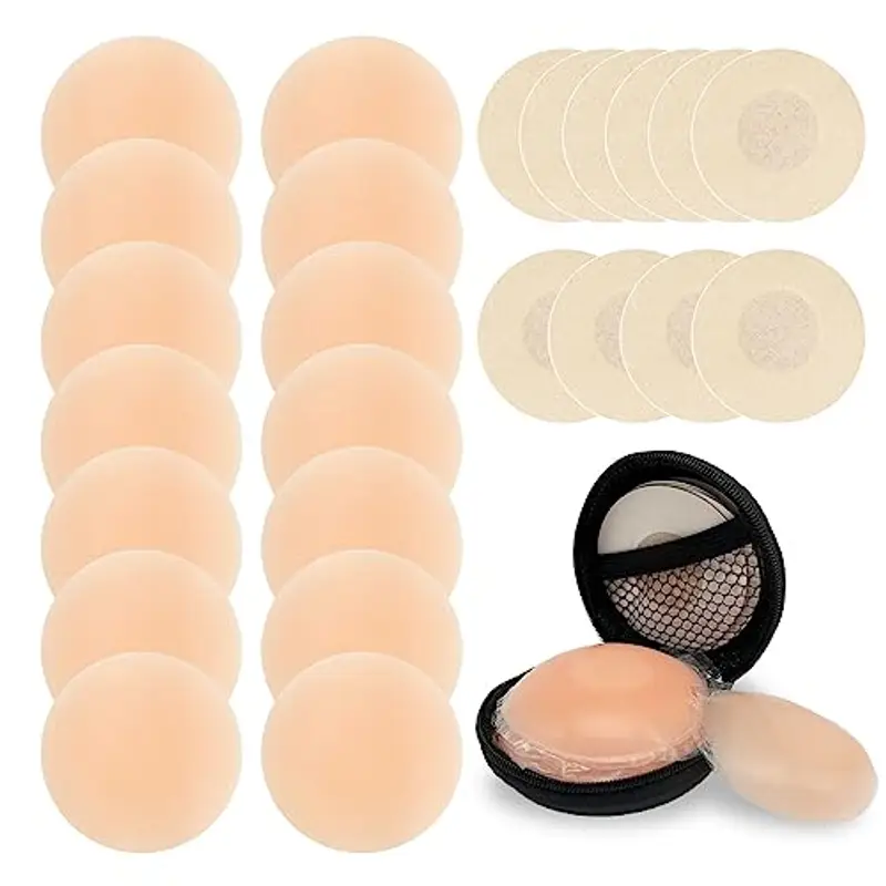 MIVAIUN 8 Paia Copricapezzoli Silicone, 10 PCS Adesivi Copricapezzoli, Copri Capezzoli Riutilizzabile Copri Capezzoli da Donna, Nipple Cover Invisibile Senza Spalline Reggiseno per Ragazza