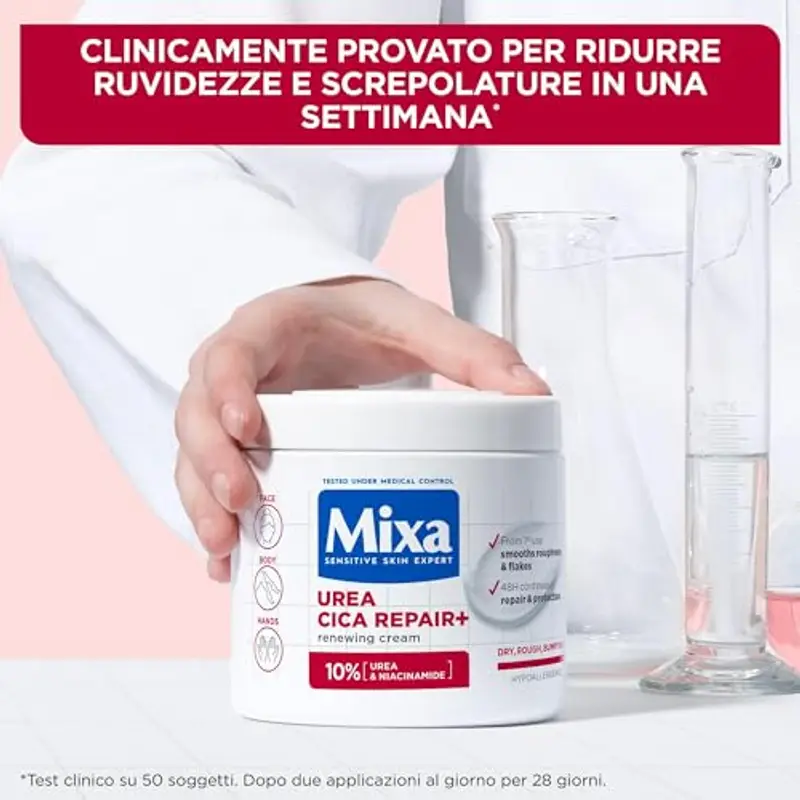Mixa Crema Corpo Rigenerante, Per Pelle Secca e Ruvida, Pelle Idratata e Lenita per 48H, Barriera Cutanea Riparata e Protetta, Con il 10% di Urea e Niacinamide, Urea Cica Repair +, 400 ml miniatura 2