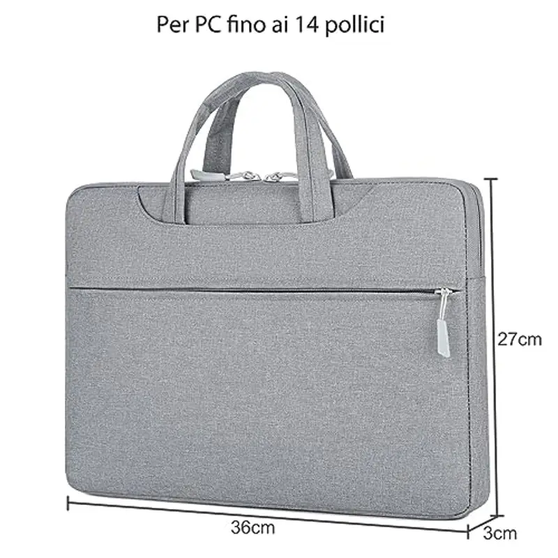 Mixroom - Borsa per PC Portatile porta Computer Custodia Zaino Laptop Custodia Notebook 14" Pollici per Lavoro Scuola Ufficio Z29 Grigio miniatura 2
