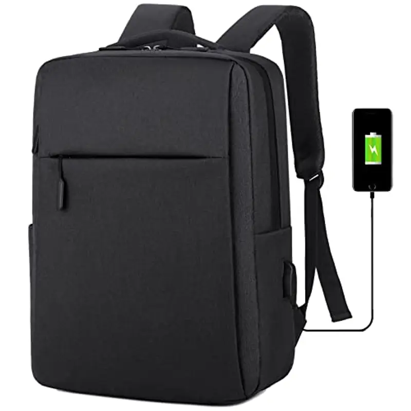 Mixroom Zaino Laptop Borsa Porta PC Portatile per Computer Custodia Notebook fino ai 15" Con Attacco USB Colore Nero Z8