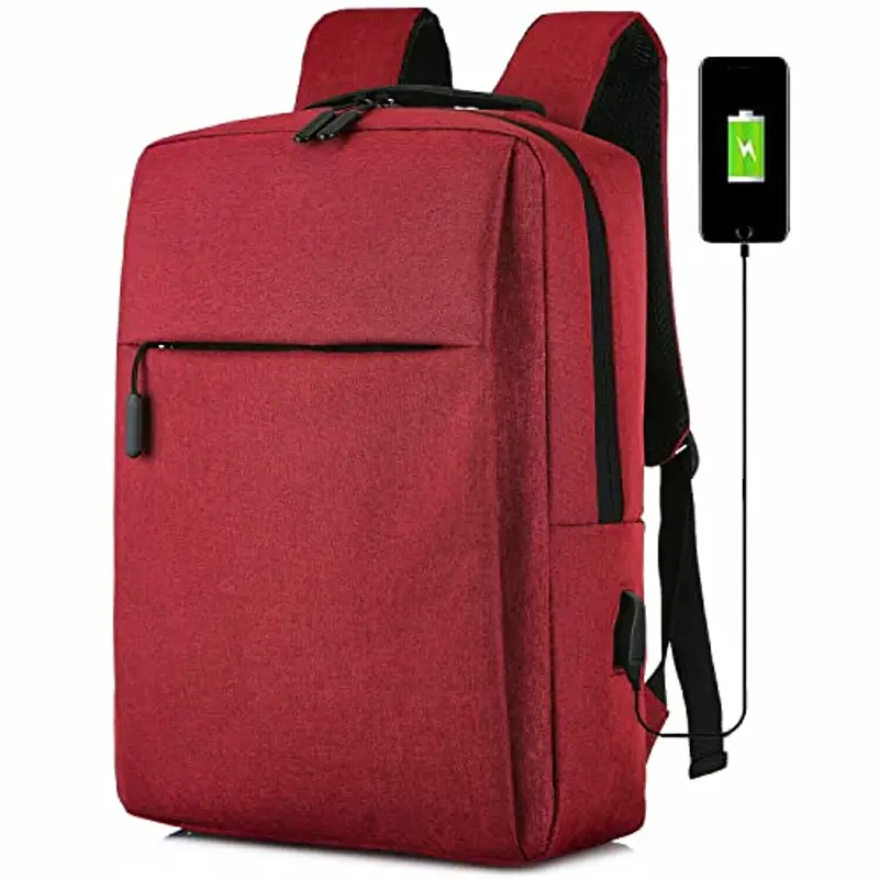 Mixroom Zaino Laptop Borsa Porta PC Portatile per Computer Custodia Notebook fino ai 15" con Scuola USB Z8 Colore Rosso