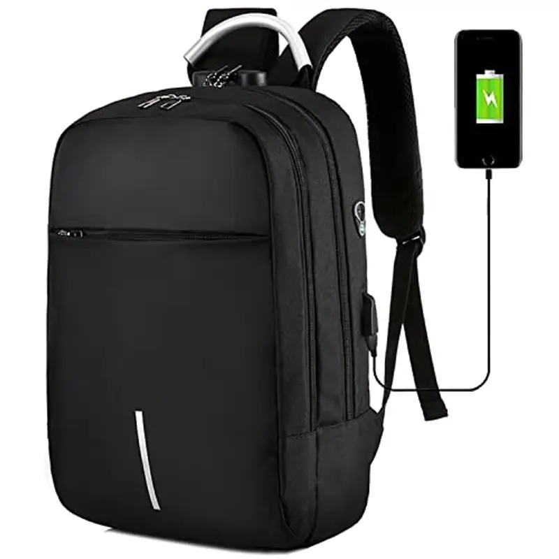 Mixroom Zaino porta PC Antifurto Nero per Computer Portatile Laptop Lavoro Borsa Notebook Fino 15" con Attacco USB e Foro Auricolare Z4