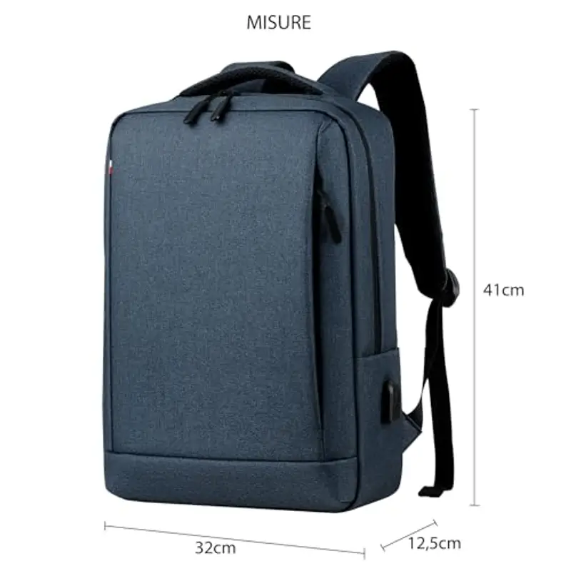 Mixroom - Zaino Porta PC Uomo Borsa per Computer Portatile Custodia Laptop Notebook 15.6" Con Attacco USB Casual Scuola miniatura 3