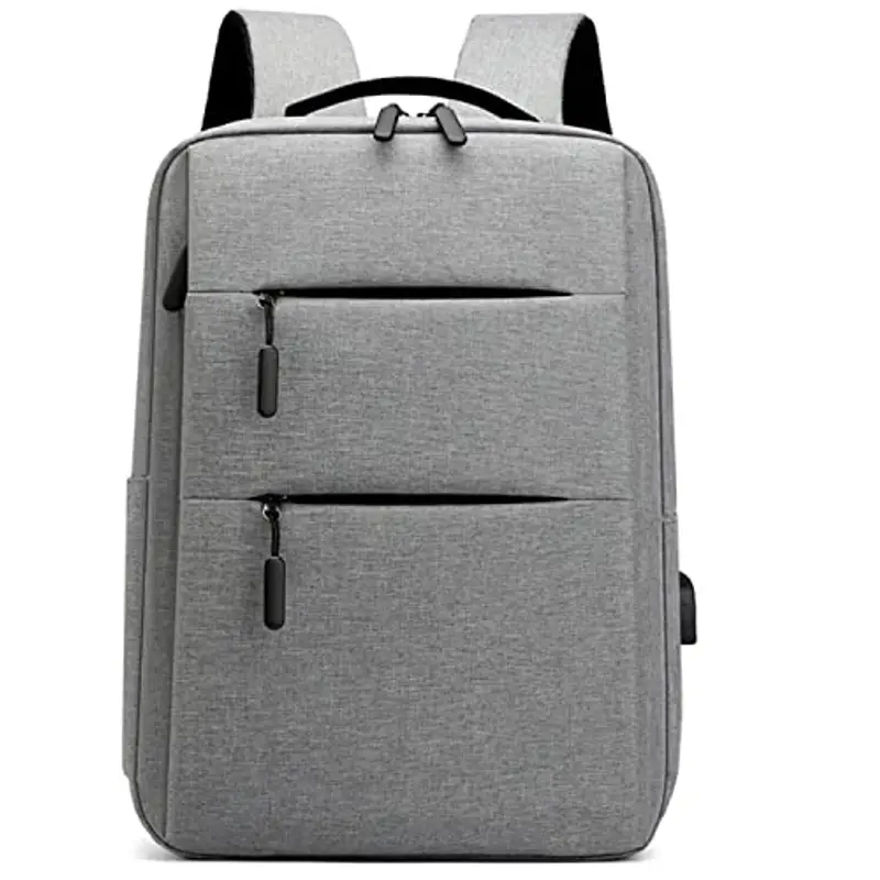 Mixroom - Zaino Porta PC Uomo Laptop Borsa per PC Portatile porta Computer Custodia Notebook 15" Due Tasche Frontali a Cerniera Con Attacco USB Colore Grigio Z1