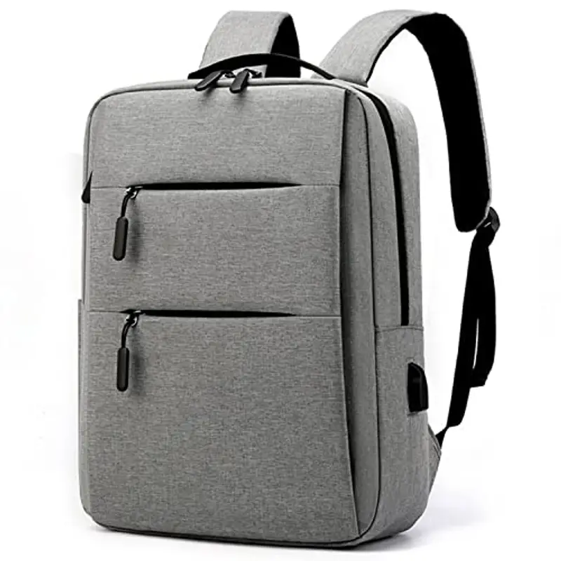 Mixroom - Zaino Porta PC Uomo Laptop Borsa per PC Portatile porta Computer Custodia Notebook 15" Due Tasche Frontali a Cerniera Con Attacco USB Colore Grigio Z1 miniatura 2