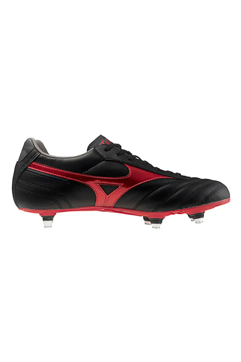 Scarpe da calcio nere e rosse con tacchetti avvitabili Mizuno Morelia II Club SI [NERO miniatura 2