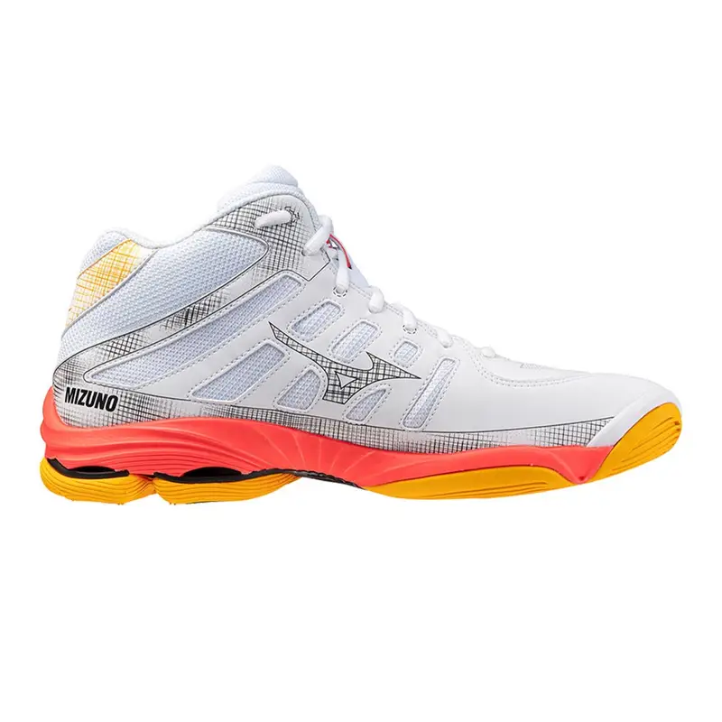 Wave Voltage 2 Mid Bianco Arancio Argento - Scarpe Pallavolo Uomo EUR 42 / UK 8