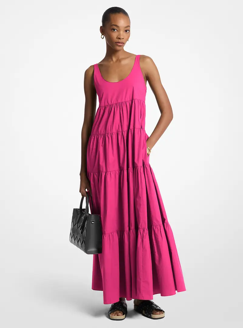 MK Abito a balze in cotone stretch - Rosa - Michael Kors