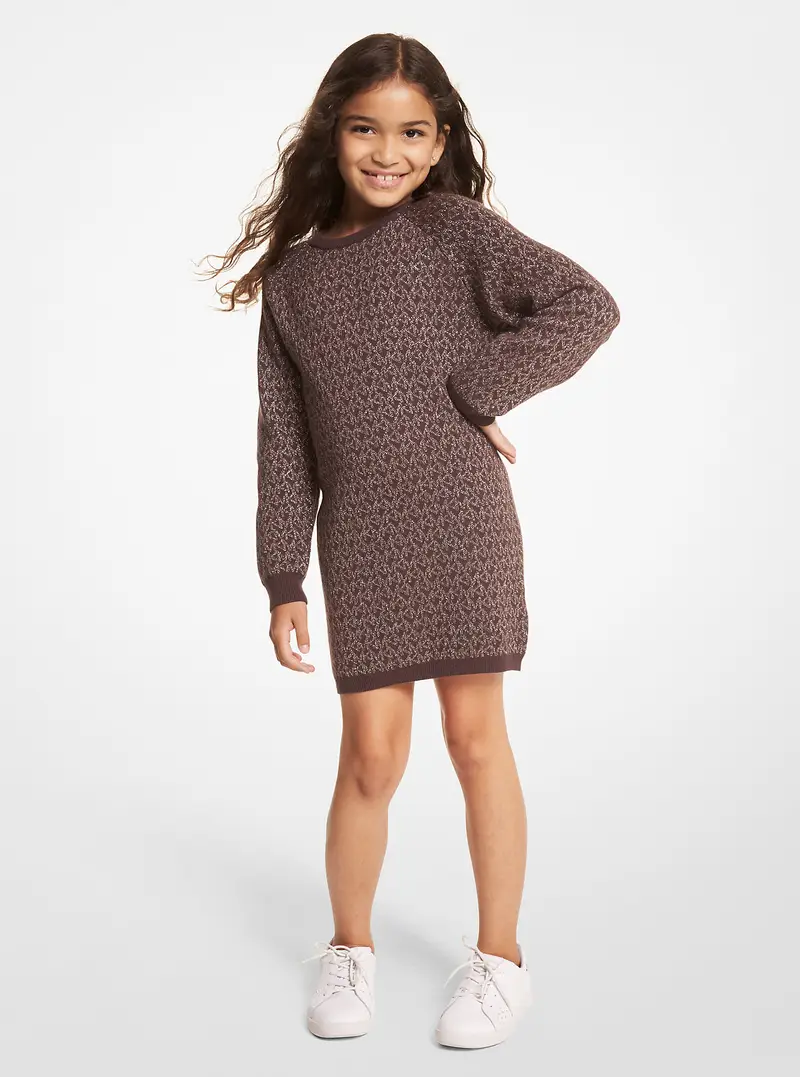 MK Abito in maglia con logo metallizzato - Marrone - Michael Kors miniatura 3