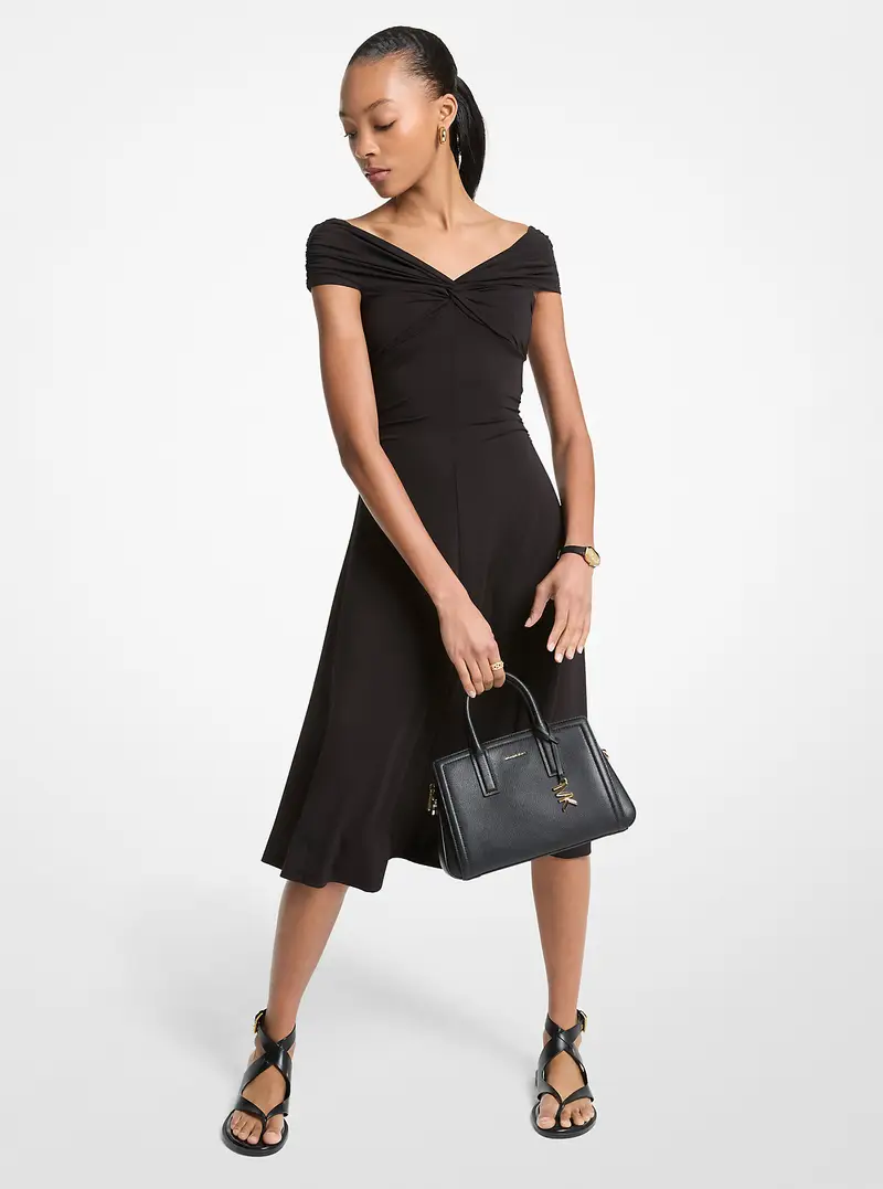 MK Abito longuette in viscosa stretch con spalle scoperte - Nero - Michael Kors