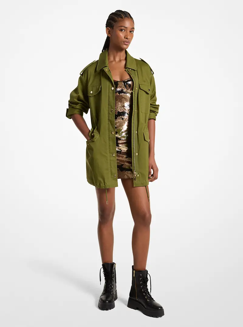 MK Anorak in cotone biologico stretch - Verde - Michael Kors