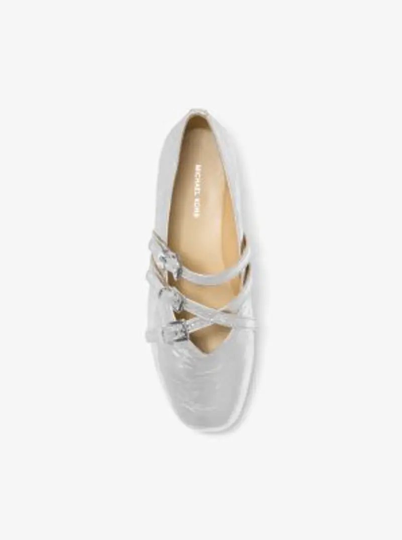 MK Ballerina Indy Flex in pelle metallizzata craquelé - Argento - Michael Kors miniatura 2