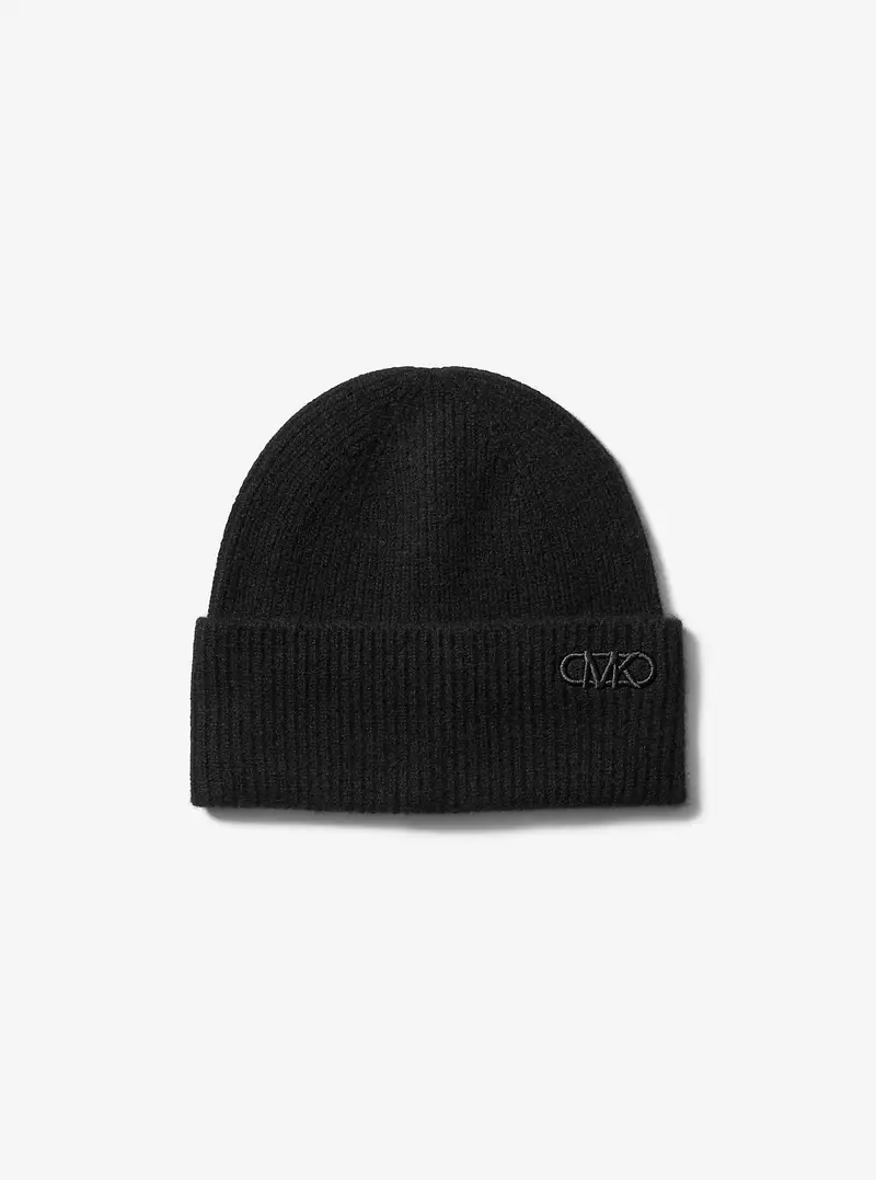 MK Berretto in cashmere a coste - Nero - Michael Kors