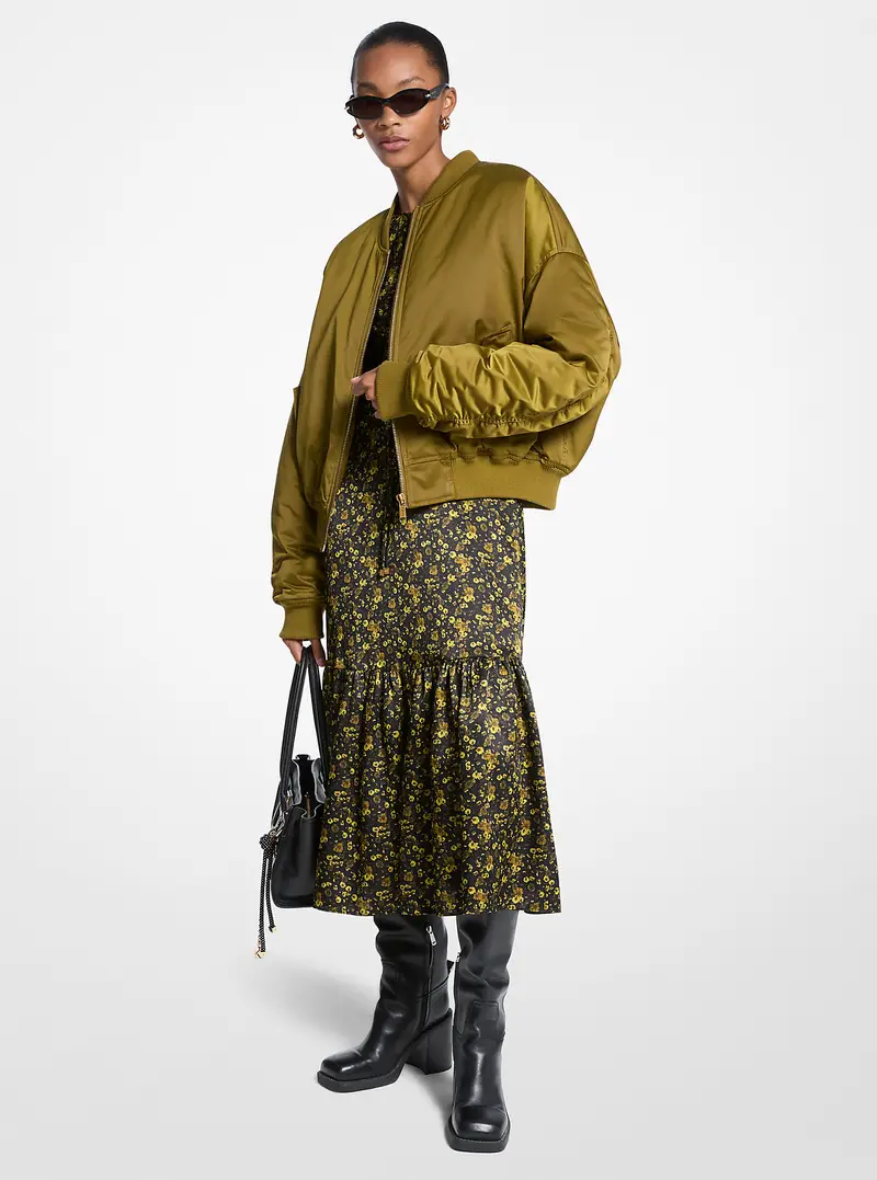 MK Bomber in raso ciré - Verde - Michael Kors