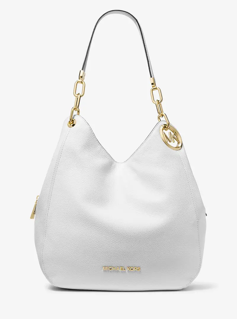 MK Borsa a spalla Lillie grande in pelle martellata - Bianco - Michael Kors