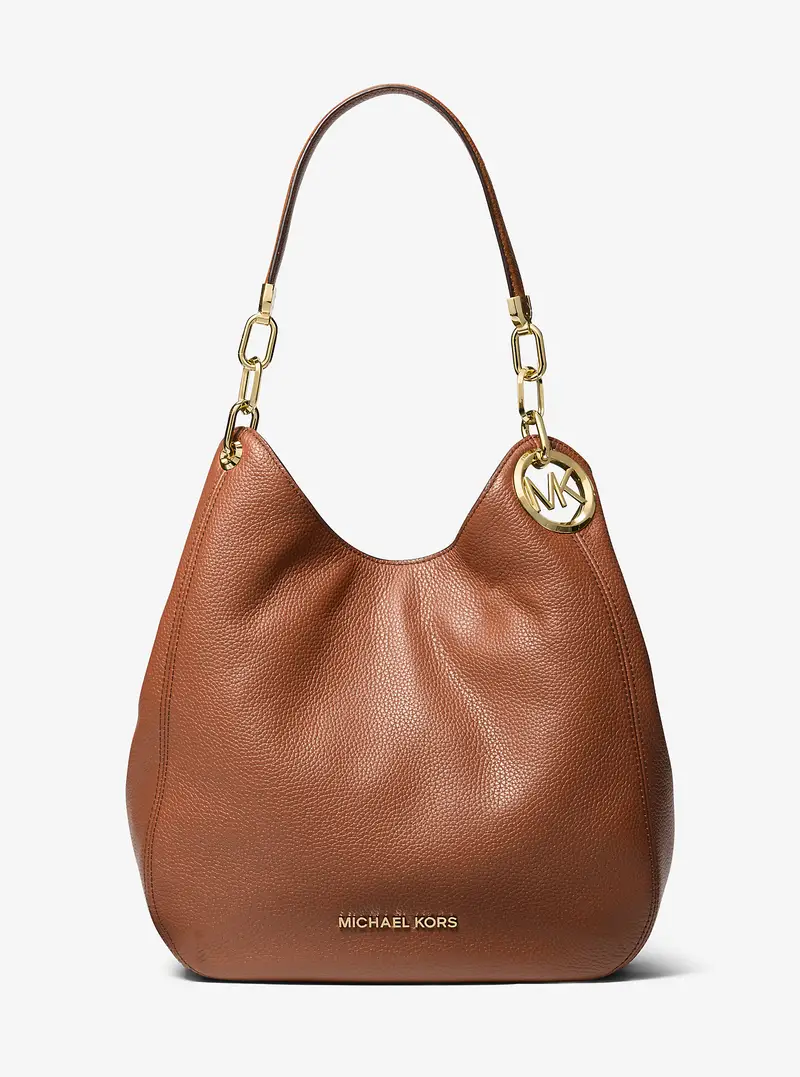 MK Borsa a spalla Lillie grande in pelle martellata - Marrone - Michael Kors